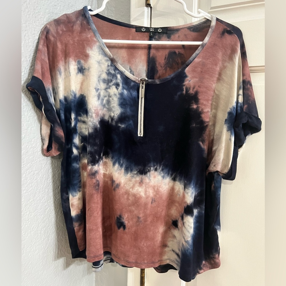 Coin 1804 zipper tie dye crop top